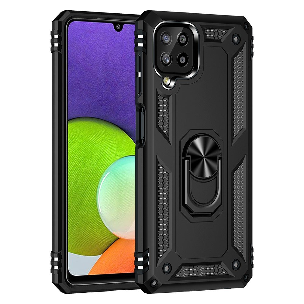 Protectores para celular  para Samsung  A22 4G Funda reforzada con anillo v2 Negro